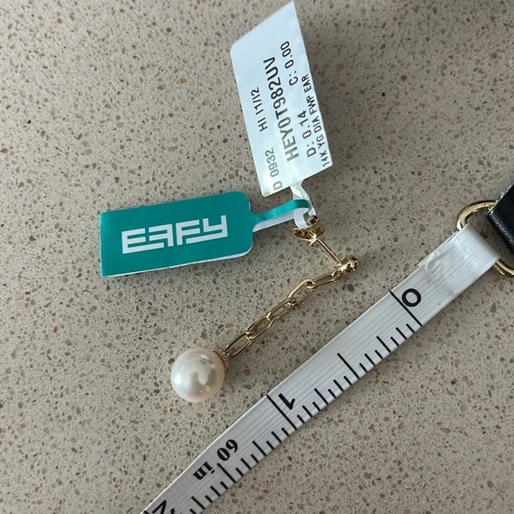 $1,860 New EFFY 14K Yellow Gold, 8MM Freshwater Pearl & Diamond Drop Earrings - Picture 10 of 14